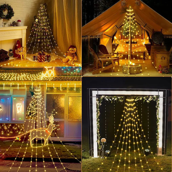 Luces digitales efecto cascada con estrella 🎄STAR MAX🌠 (Con panel solar +12 horas continuas de luz)