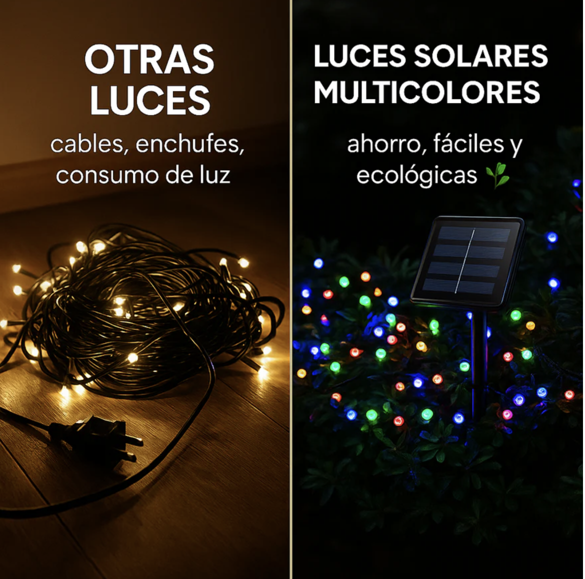Luz Lineal Navidad Panel Solar 10mt