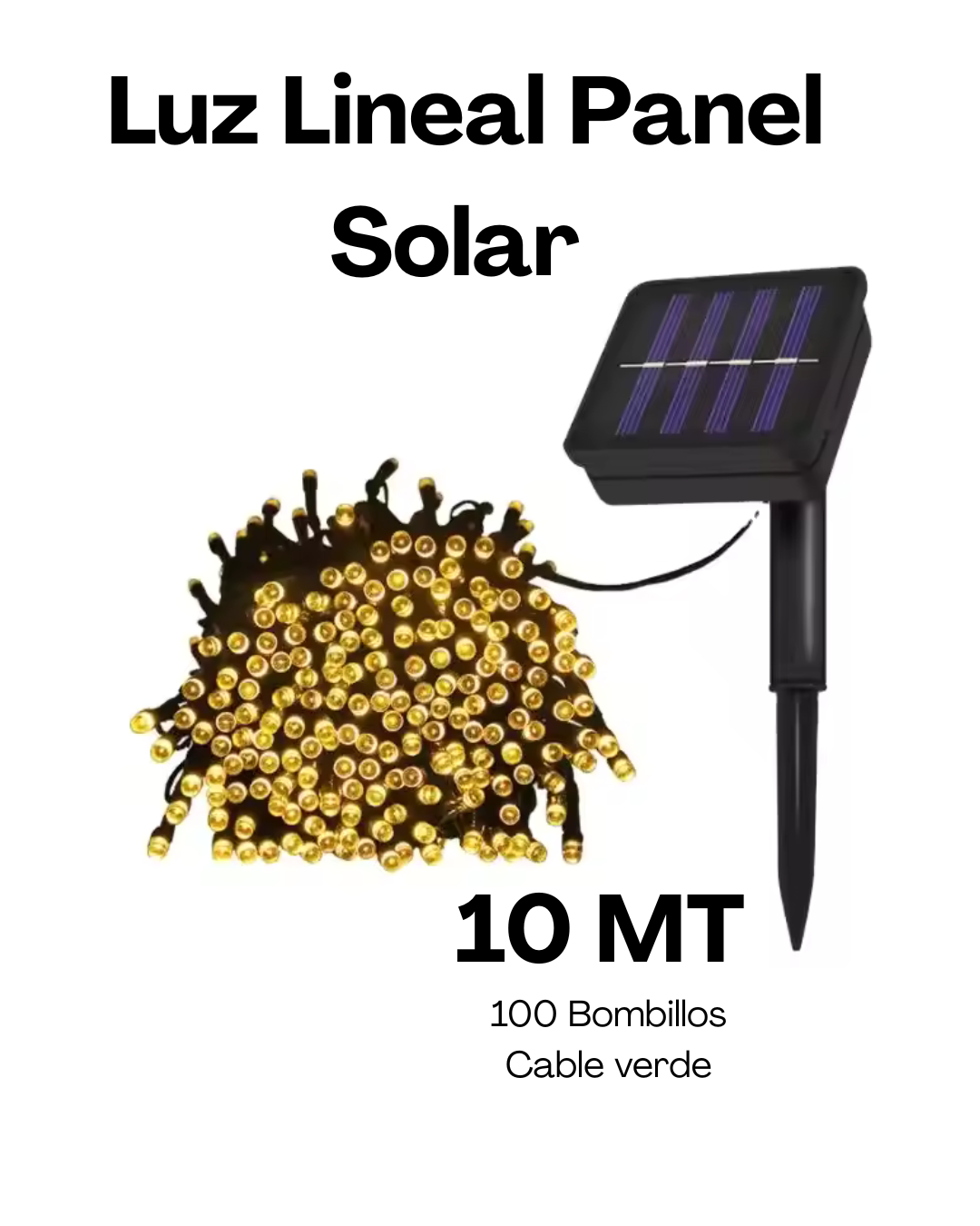 Luz Lineal Navidad Panel Solar 10mt