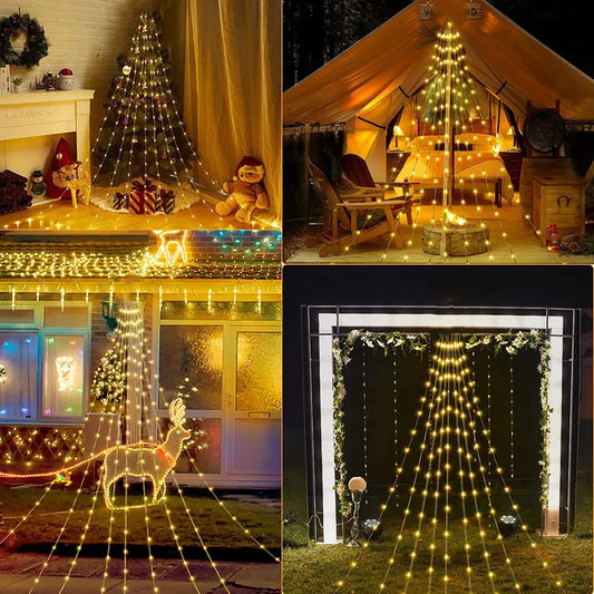 Luces digitales efecto cascada con estrella 🎄STAR MAX🌠 (Con panel solar +12 horas continuas de luz)